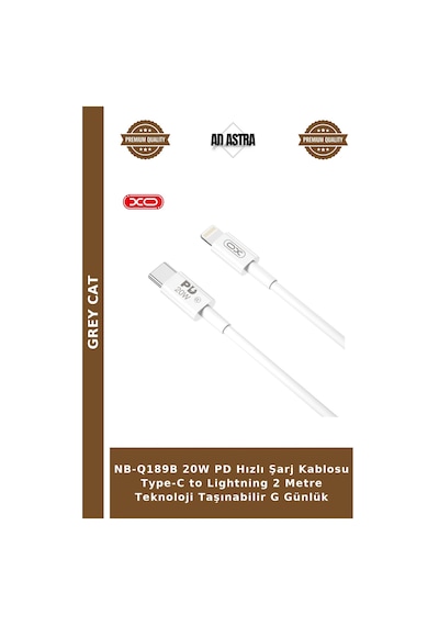 Nb-q189b 20w Pd Hızlı Şarj Kablosu Type-c To Lightning 2 Metre Teknoloji Taşınabilir G Günlük