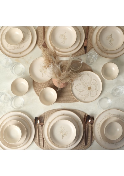 Keramika Taupe Bloom Nordıc Yemek Takımı 24 Parça 6 Kişilik 22519-20-28-29 Kahverengi