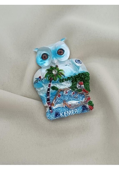 Magnet Baykuş Taşlı Mıknatıslı Buzdolabı Süsü Nazar Göz Boncukllu Palmiye Agacı Türkiye Kemer Yazılı