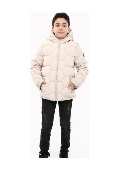 Benitto Çocuk Fermuarlı Cepli İçi Tüylü Mont-14765 Krem