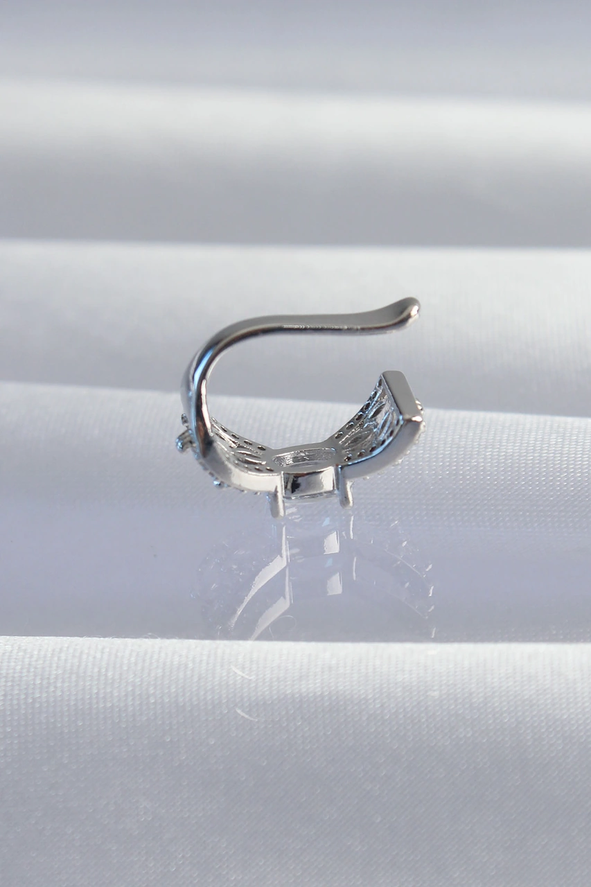 Pirinç Gümüş Renk Zirkon Taş Kaplama Earcuff Küpe Diğer