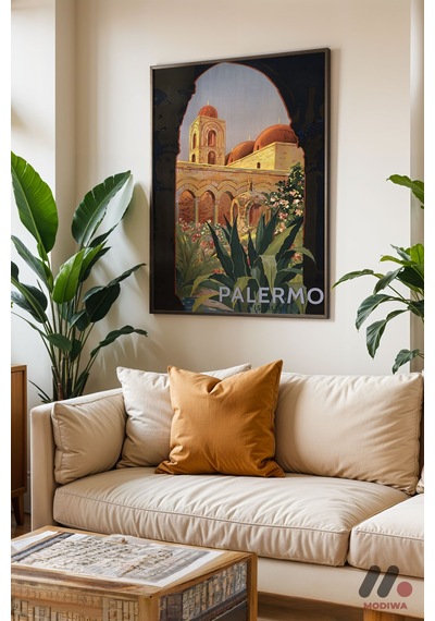 Palermo Seyahat Posteri, Siyah Çerçeveli Duvar Tablosu - Seyahat Severlere Hediye