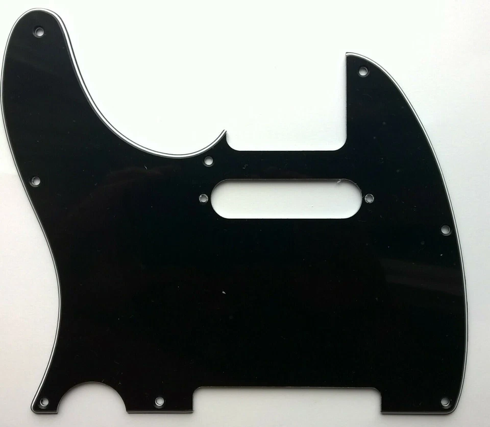 Telecaster Pickguard Siyah Renk 3 Katlı 8 Delik