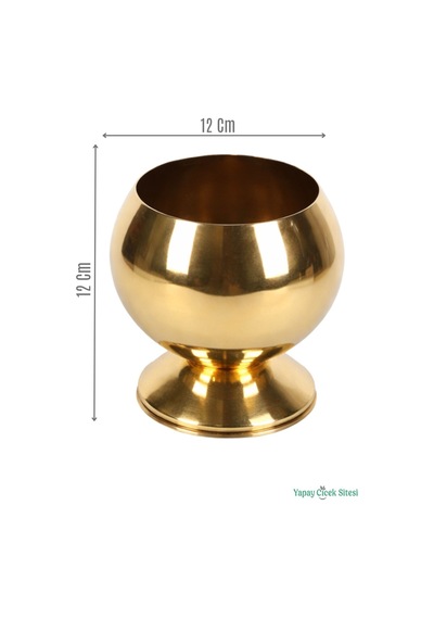 Yapay Çiçek Sitesi Metal Dekoratif Küre Saksı 12 Cm Altın