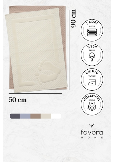 Leoline %100 Pamuk Premium 2'li Ayak Havlusu Kahverengi - Krem