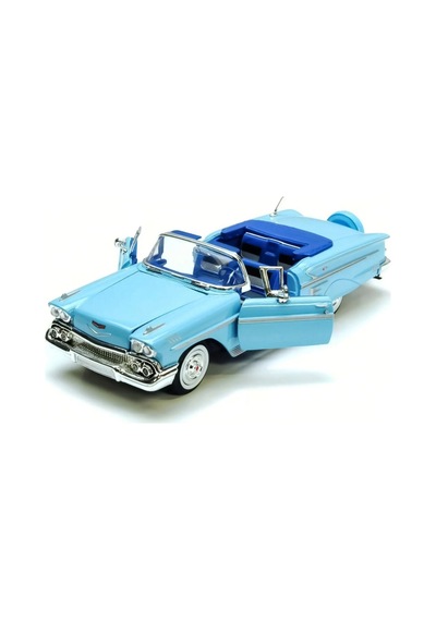 1:24 1958 Chevy Impala Metal Lisanslı Model Araba - Mavi Klasik Koleksiyonluk Çok Renkli