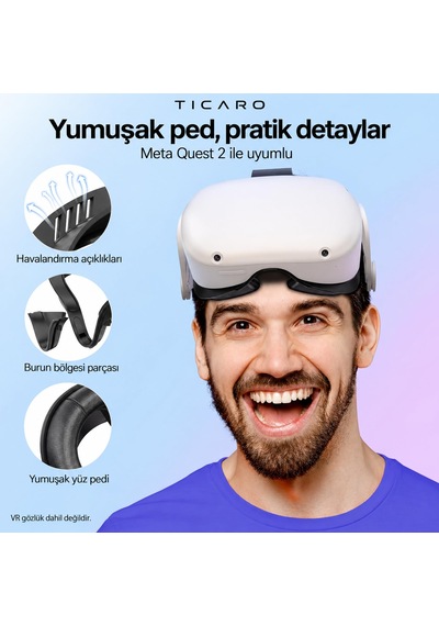 Tıcaro Meta Quest 2 İle Uyumlu Pu Yüz Pedi Ve Arayüz Çerçevesi, Siyah