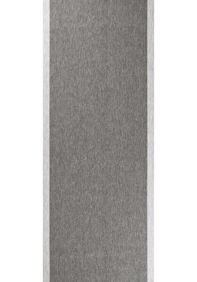Hoom Rugs Lora 3207 Antrasit Çerçeveli Çizgili Pamuk Taban Hav Toz Vermez Sisal Halı