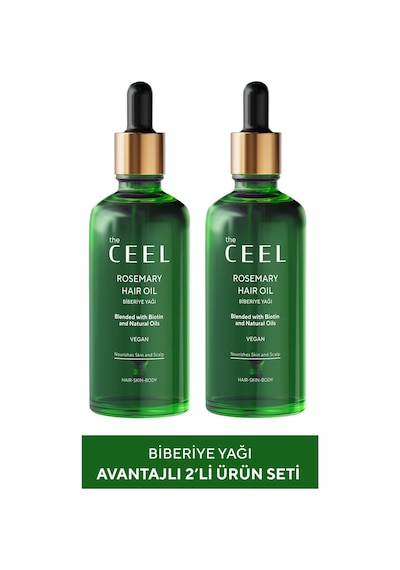 The Ceel 2'li Biberiye Yağı Sac Dökülmesi ve Aşırı Yıpranmış Saçlar için Biotin Özlü Saç Bakımı 50 ml