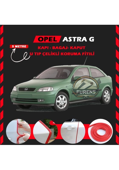 Opel Astra G Oto Araç Kapı Koruma Fitili 5metre Parlak Kırmızı Renk