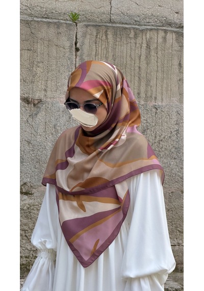 Qalortex Scarf Pamuklu Soft Rânâ Desen Eşarp-gül Kurusu