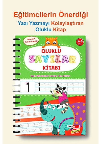 Sayıları Yazmayı Kolayca Öğreten Kitap Sihirli Uçan Kalemli Oluklu (Kabartmalı) Sayılar Kitabı Dikkat Atölyesi Yayınları