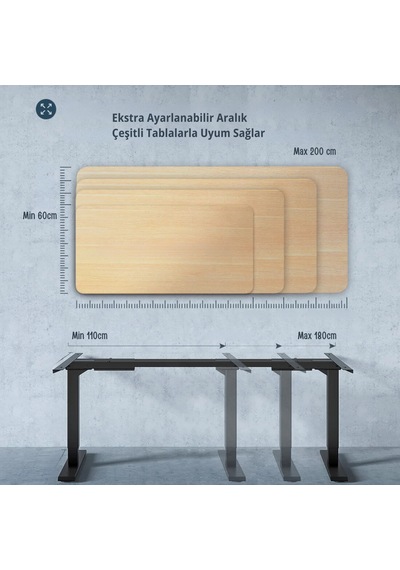 Yükseklik Ayarlanabilir Masa Çift Motor Mobil Kontrol Tablasız Yükseklik Ayarlanabilir Masa Çift Motor Mobil Kontrol Tablasız