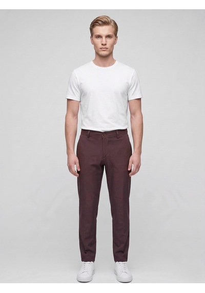Plus Scorpion Erkek Yazlık Bağcıklı Kumaş Pantolon Slim Fit Rahat Kesim Günlük Pantolon Kahverengi