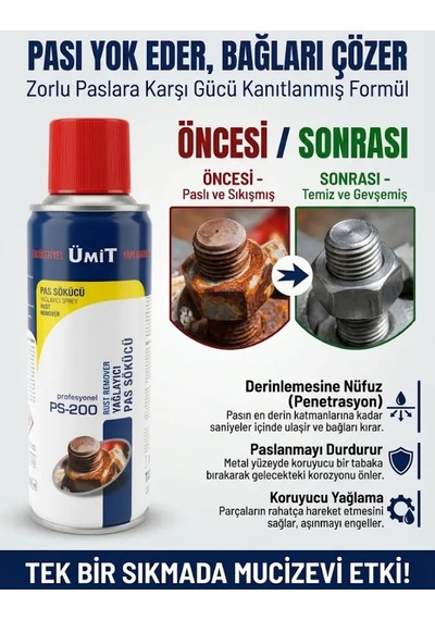 Pas Sökücü Ve Yağlayıcı Sprey 200 Ml - Çok Amaçlı Gevşetici