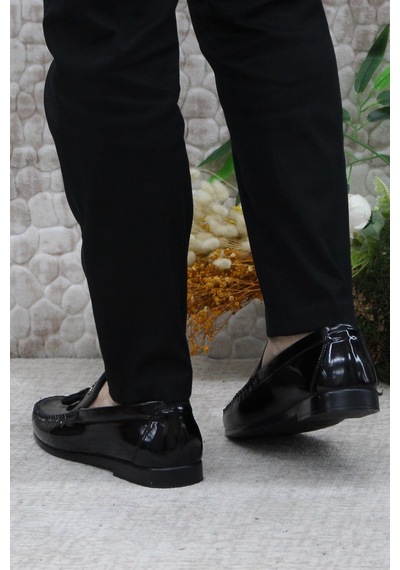 Pierre Cardin 25101 Siyah Rugan Hakiki Deri Erkek Babet Loafer Erkek Ayakkabı 001
