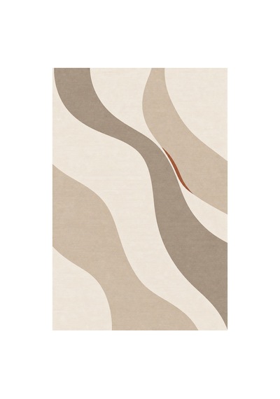 Kartela Halı Akış Dalgalı Modern Halı Bej Kaymaz Taban Makinede Yıkanabilir Salon Halısı 120x180 Cm