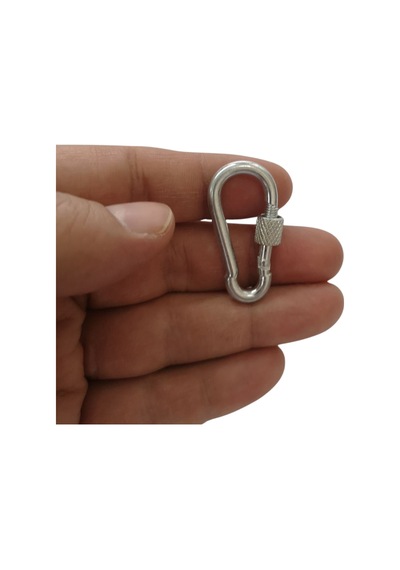 Galvanizli Vidalı Kilitli Karabina, 4 Mm, Askı, Çengel, Kanca, Anahtarlık 4 Adet
