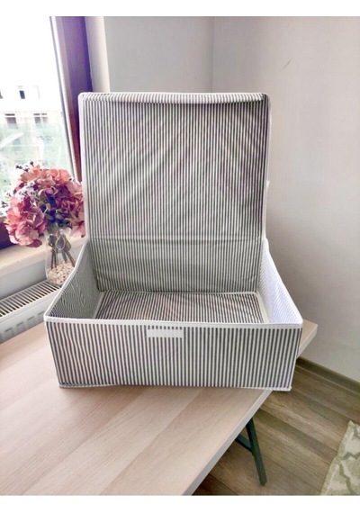 Milenay 5 Adet Kapaklı Çok Amaçlı Çamaşır Saklama Düzenleme Vb Hurç, Kutu 50x40x19 Baza Kutu Gri