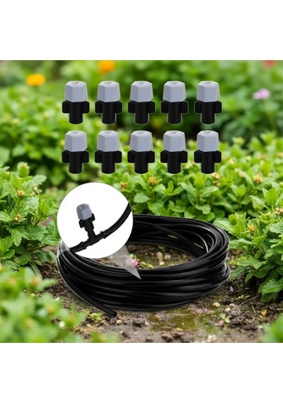 10 Metre Kendin Yap Açık Alan Serinletme Sistemi - Nozzle Başlıklı Bahçe Ve Teras Nemlendirme Seti Lisinya Çok Renkli