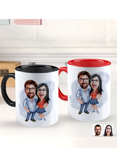 Bk Gift Kişiye Özel Sevgililer Karikatürlü 2 Li Defter Kupa Hediye Seti, Sevgiliye Hediye, Sevgililer Günü Hediyesi-2