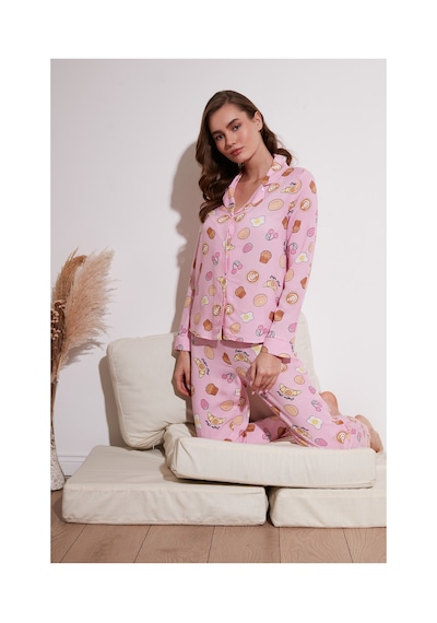 Lela Reguar Fit Yumuşak Dokulu Bayan Pijama Takımı 611Pt288Y Pembe