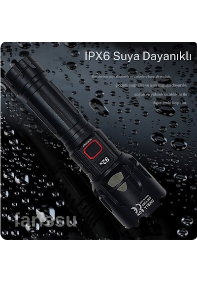 Small Sun 50w 5000 Lümen 26800 Model 8800 Mah Pil 1,5 İle 2 Km Menzilli 10 Saat Çalışma Süresi Siyah