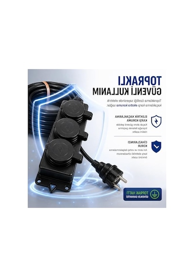 Topraklı Uzatma Kablosu, 3x2.5mm, 5 Metre Siyah Kauçuk