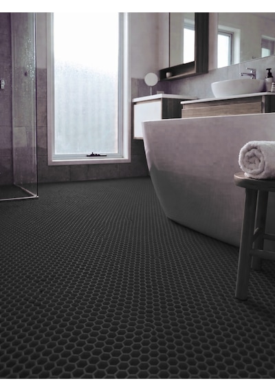 Beylini Petek Pvc Paspas Islak Zeminde Kaydırmaz İç Dış Mekan Banyo Duş Lavabo Havuz Kenar Halısı Bal Desen Siyah