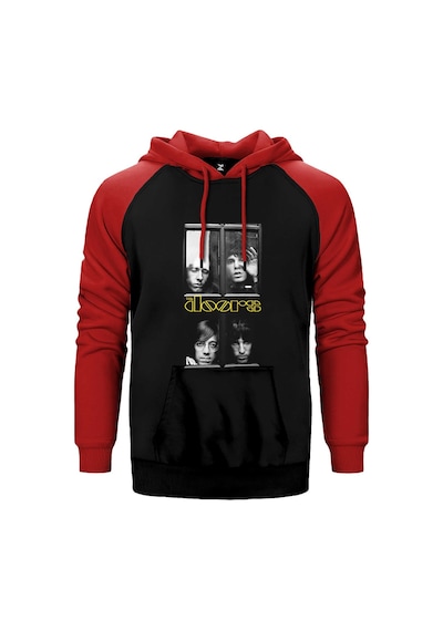 The Doors Windows Kırmızı Renk Reglan Kol Kapşonlu Sweatshirt Kırmızı