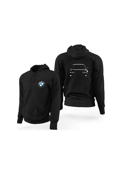 Bmw Angel Lights Siyah Fermuarlı Limited Edition Kapşonlu Sweatshirt Siyah