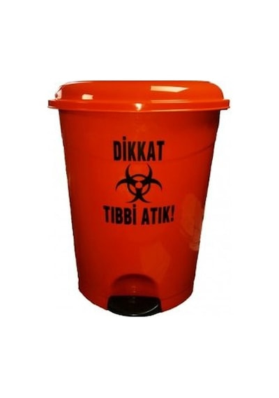 Tıbbi Atık Çöp Kovası 40 Lt Turuncu