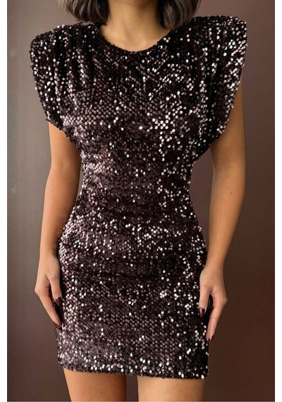 Verymoda Pullu Kadife Payet Elbise I Vmf2049 Kahve