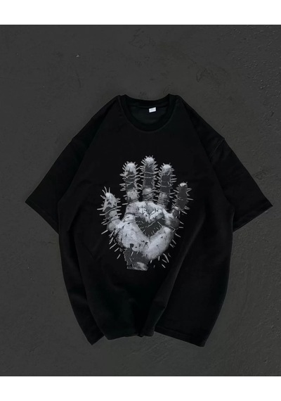 Assema Kadın Baskılı T-shirt Kısa Kol Bisiklet Yaka Regular Fit Rahat Kalıp Günlük Tişört - Siyah Çok Renkli