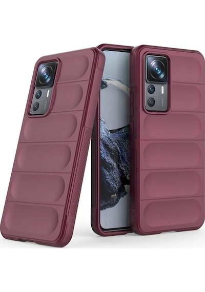 Xiaomi 12T Uyumlu Silikon Kılıf - Kamera Korumalı Esnek Yeni Nesil Airbag Kapak - Bordo