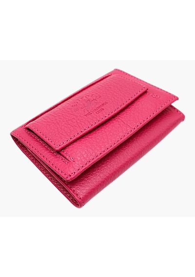 Westpolo Unisex Hakiki Deri Bozuk Para Ve Kağıt Para Bölmeli Cüzdan Kartlık - Fuşya Fuşya