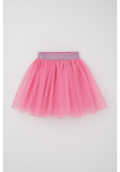 Breeze Kız Çocuk Tütü Etek Simli Beli Lastikli 5-10 Yaş, Pembe Pembe