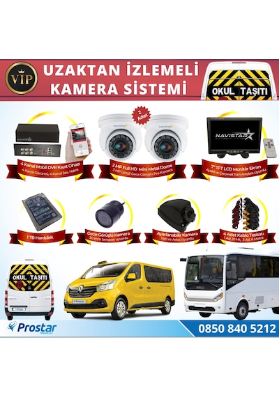 Profesyonel Servis Araç Kamera Seti 4 Kameralı Kayıtlı 1 TB Hard