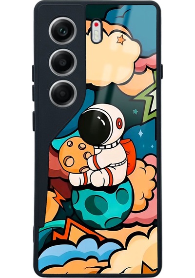 Tecno Camon 40 Baby Astronaut Tasarımlı Glossy Telefon Kılıfı Çok Renkli