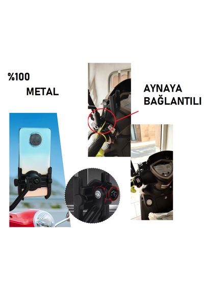 1m Bisiklet Motosiklet Telefon Tutucu Dikiz Aynaya Bağalntılı