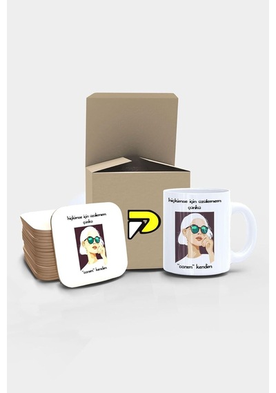 Canım Kendim Eğlenceli Tasarımlı Baskılı Kupa Bardak Seti, Eğlenceli Özel Hediye Mug 2 Çok Renkli