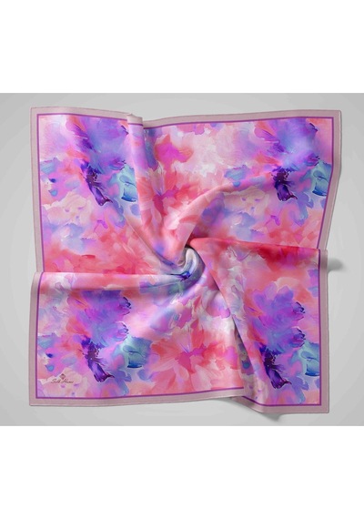 Silk Home Olinda İpek Eşarp 47004-23 Pudra, Mavi, Mor, Narçiçeği