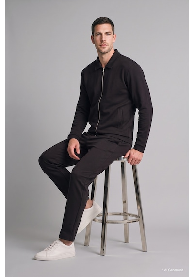 Defacto Regular Fit Polo Yaka Fermuarlı Basic Sweatshirt Hırka H9523ax26wnbk81 Siyah-bk81