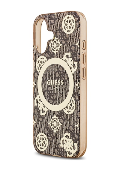 Apple Uyumlu iPhone 17 Kılıf Guess Lisanslı M-safeli Iml Peony Ve 4g Desenli Klasik Logolu Kahverengi Kahverengi