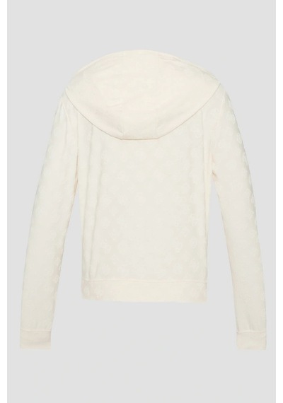 Guess Kadın Bej 4g Logolu Kapşonlu Sweatshirt Pembe