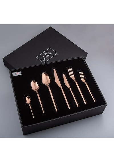 Jumbo 5100 Quartz Titanyum Bronz 12 Kişilik 84 Parça Çatal Kaşık Bıçak Seti Titanyum Bronz
