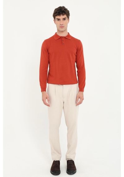Dufy Erkek Regular Fit Polo Yaka Kiremit Triko-19503