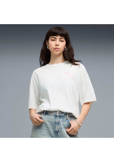 Puma Graphıc Bubble Kadın Geniş Kesim Tişört 634590 02 Beyaz