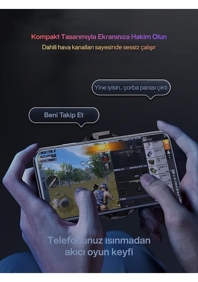 2 Kademeli Tüm Akıllı Telefonlara Uyumlu Rgb Cep Telefonu Soğutma Fanı Radyatör Soğutucu Siyah