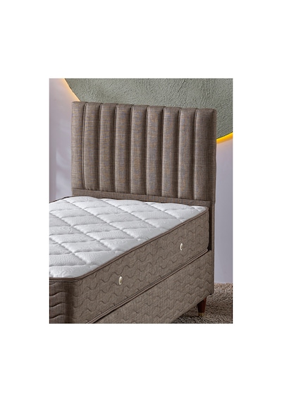 Beehanem Ezgi Premium Başlık + Baza + Yatak Seti 100x200 Geniş Tek Kişilik Kahverengi Modern 3'lü 100 x 200